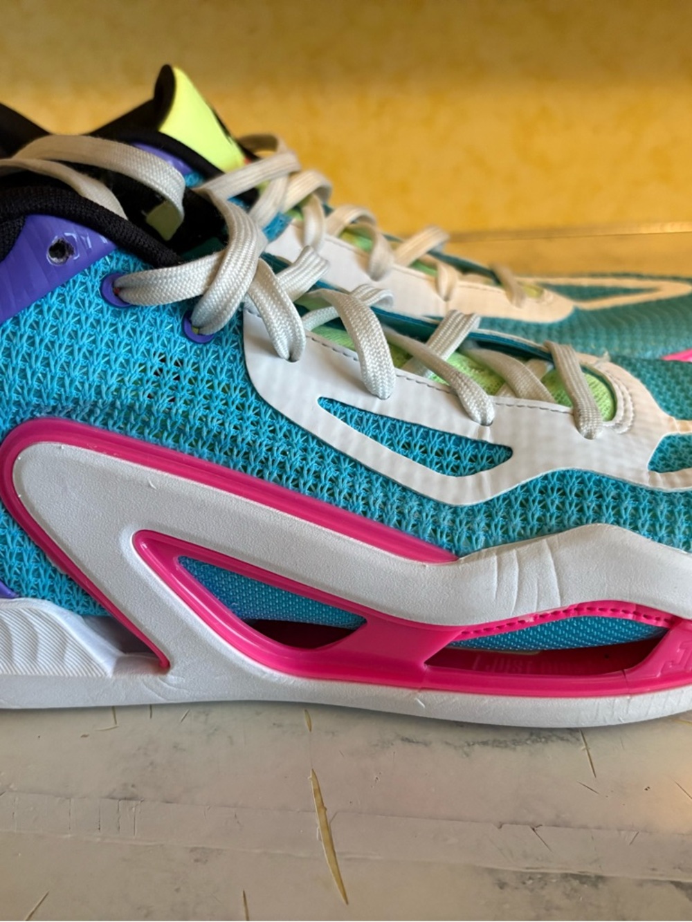 Vibrant Teal Mesh Sneakers with Pink & White Accents